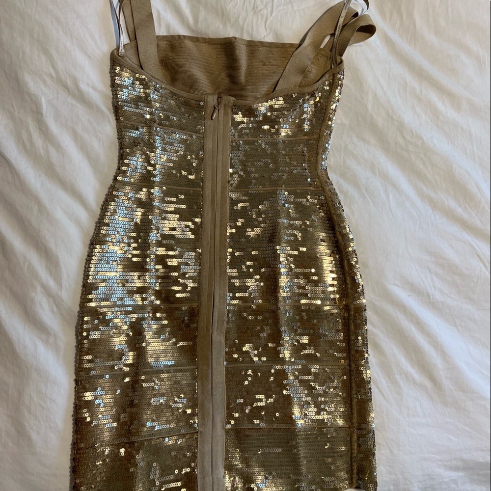 Hervè Leger Gold Sequin Dress - Picture 4 of 6